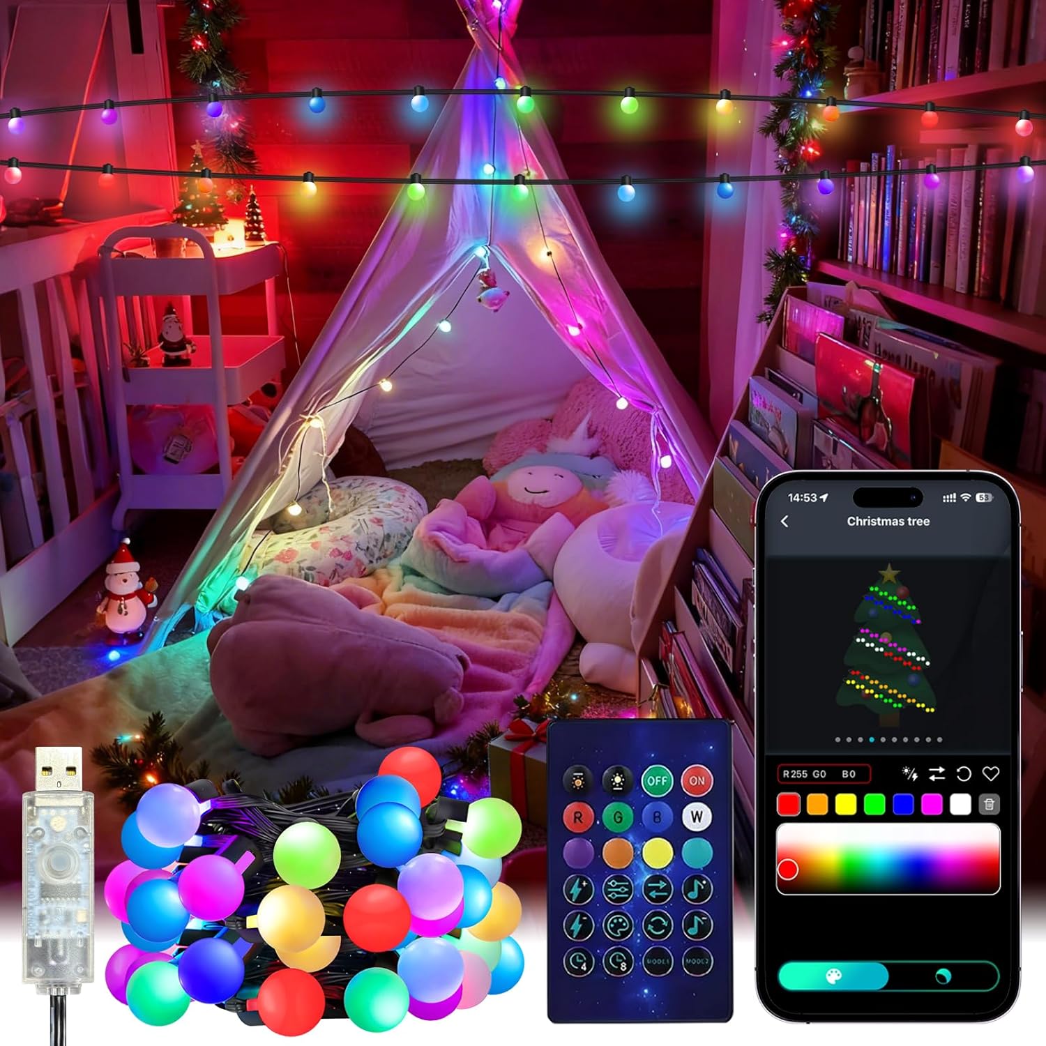 App Smart Garden - Smart Globe Lichterkette, 5/10 m, RGB-Farbwechsel,