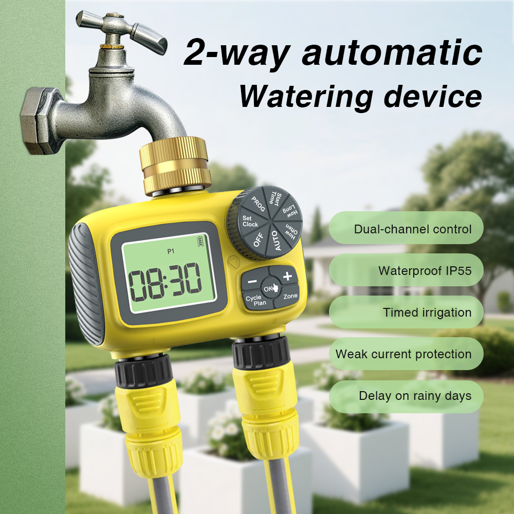 Smart Garden Zone - LCD-Display Bewässerungstimer für 2 Zonen, Bewässerungsprogrammierer